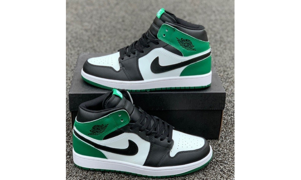 green black and white jordan ones