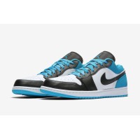 Кроссовки Nike Air Jordan 1 Low бело-черные с голубым