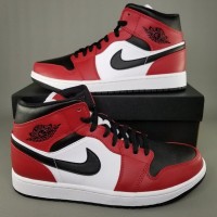 Кроссовки Nike Air Jordan 1 red красно-белые