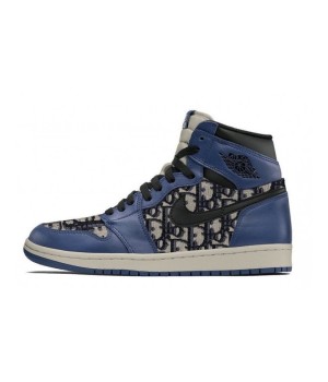 Кроссовки Nike Air Jordan (Аир Джордан) Dior высокие синие