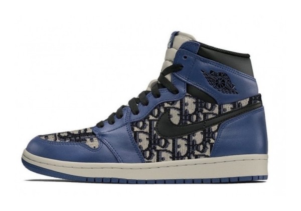 Кроссовки Nike Air Jordan (Аир Джордан) Dior высокие синие