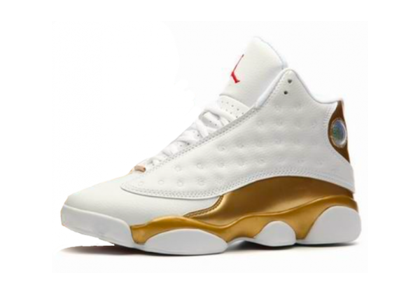 Кроссовки Nike Air Jordan 13 белые с золотым