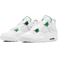 Кроссовки Nike Air Jordan 4 белые с зеленым