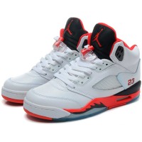 Кроссовки Nike Air Jordan 5 Retro Fire Red белые