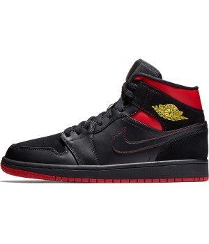Кроссовки Nike Air Jordan 1 Retro Black/Red черные с красным