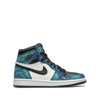 Кроссовки Nike Air Jordan 1 High Tie Dye сине-бело-черные
