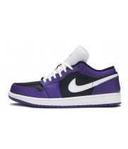 Кроссовки Nike Air Jordan  1 Low черно-белые с фиолетовым