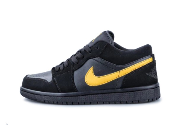 Кроссовки Nike Air Jordan 1 Low черные с желтым