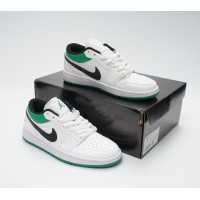 Кроссовки Nike Air Jordan 1 Low бело-зеленые с черным