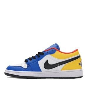 Кроссовки Nike Air Jordan 1 Low Gs желто-сине-белые