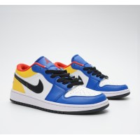 Кроссовки Nike Air Jordan 1 Low Gs желто-сине-белые