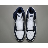 Кроссовки Air Jordan Retro High темно-синие с белым