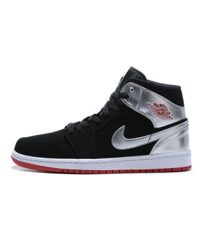 Кроссовки Nike Air Jordan 1 Mid черно-серебряные