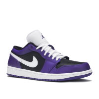 Кроссовки Nike Air Jordan  1 Low черно-белые с фиолетовым