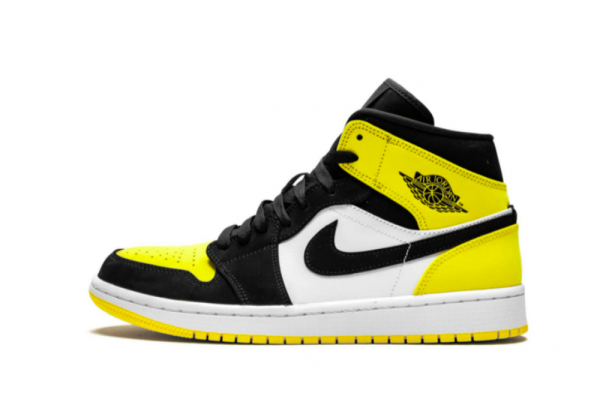 Nike Air Jordan Retro 1 Mid (Черные с желтым)