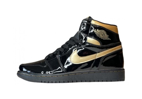 Кроссовки Jordan 1 Retro OG черный лак с золотом