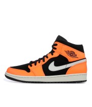 Кроссовки Jordan 1 Mid черно-оранжевые