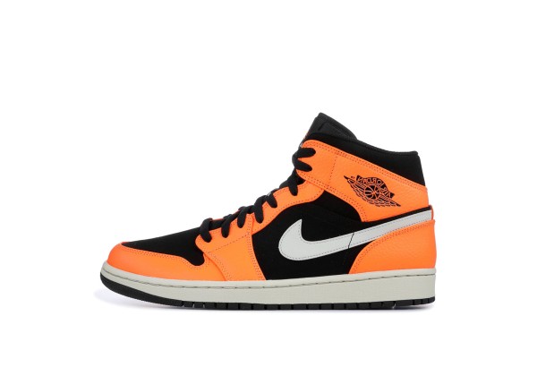 Кроссовки Jordan 1 Mid черно-оранжевые